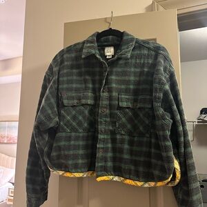 BDG Dark Green Plaid Shirt Jacket